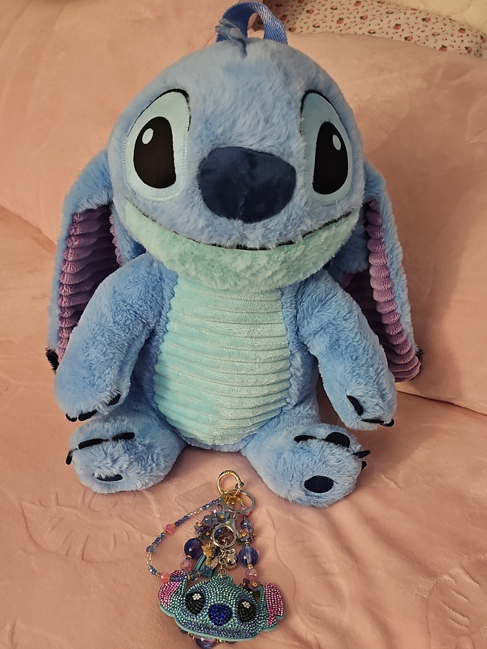 Disney Blue & Purple Stitch Plush Backpack - Comes With Stitch Charm!